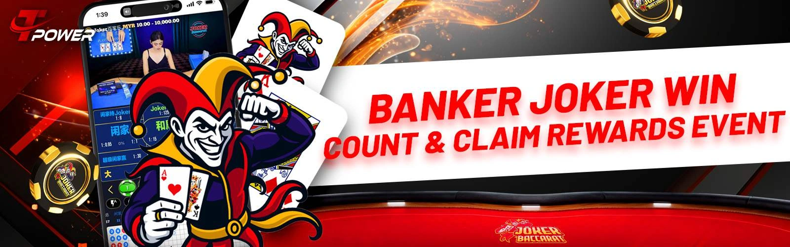 Tpower banker joker win count and claim rewards event banner
