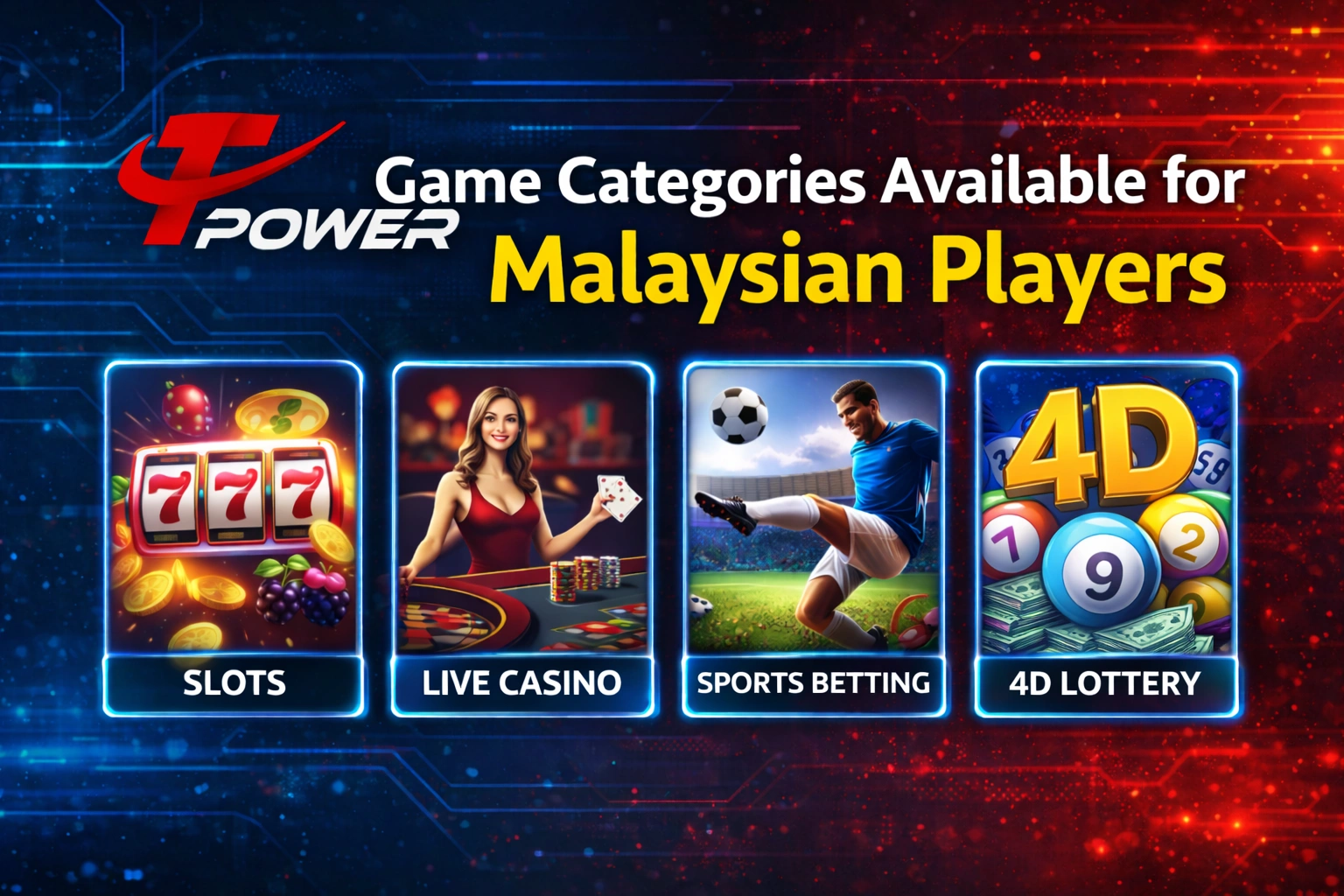 Game categories available for Malaysian players at Tpower Casino