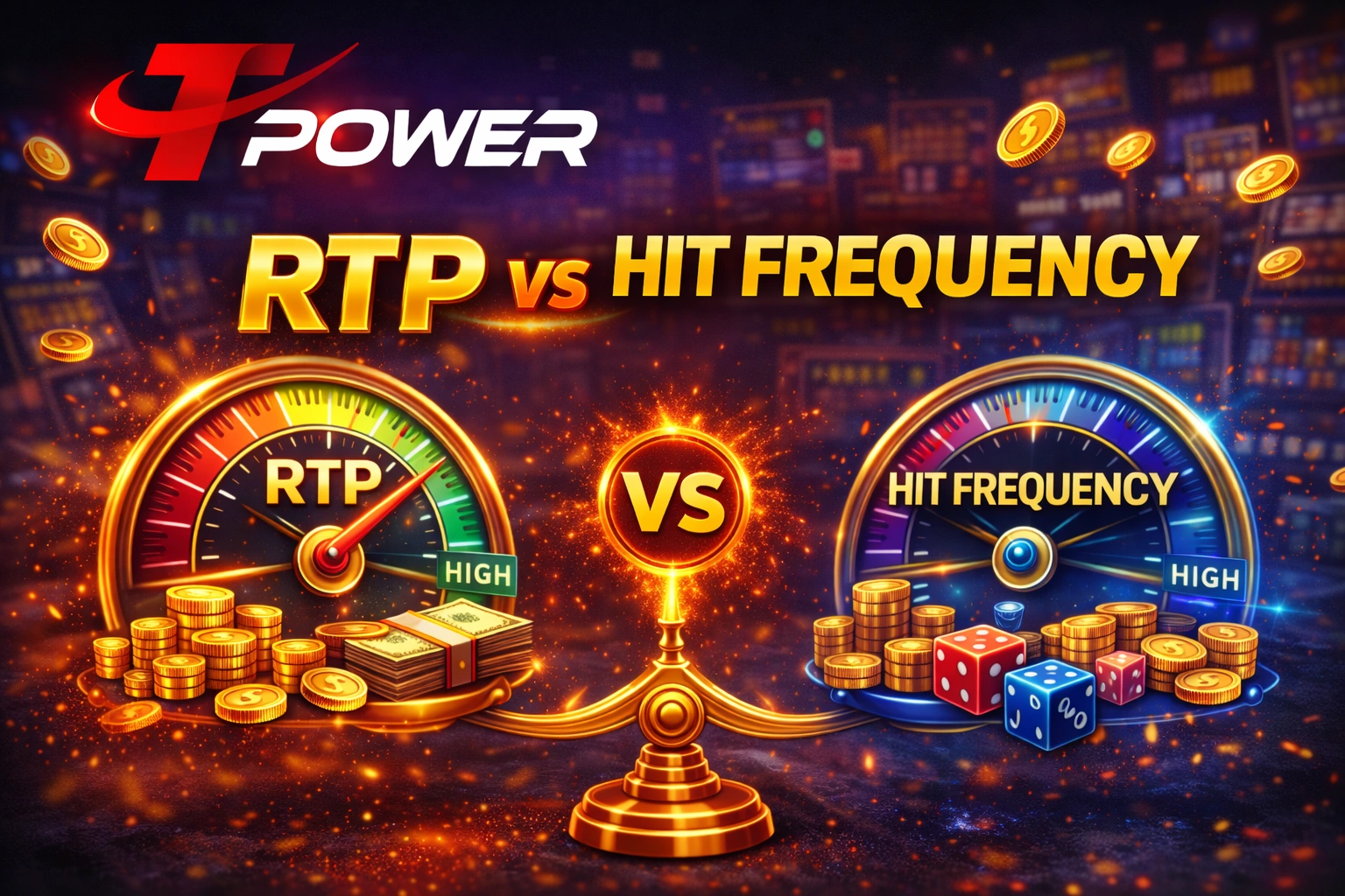 RTP vs hit frequency comparison showing payout percentage and win frequency difference