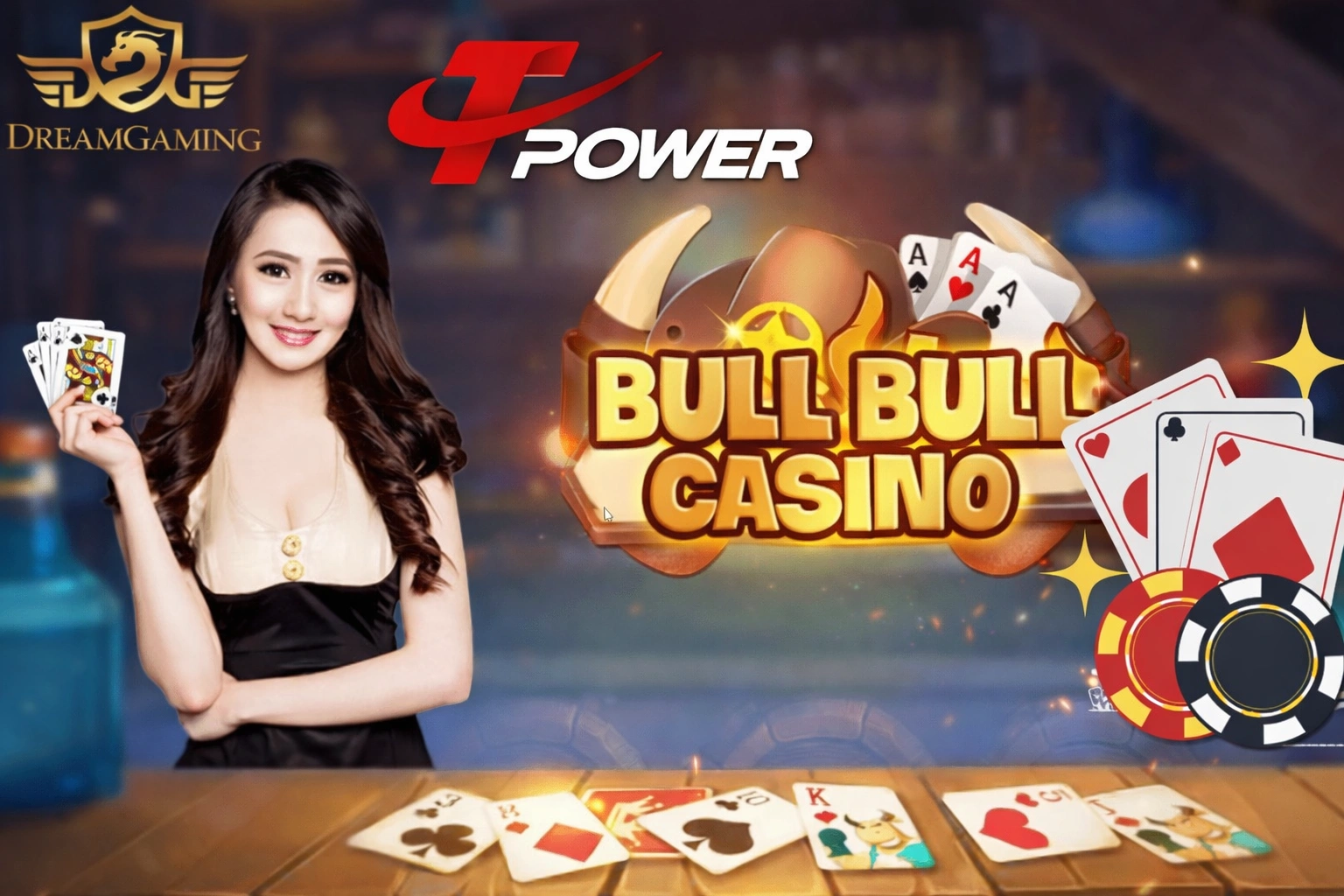 Dream Gaming Bull Bull Casino live table with Tpower branding
