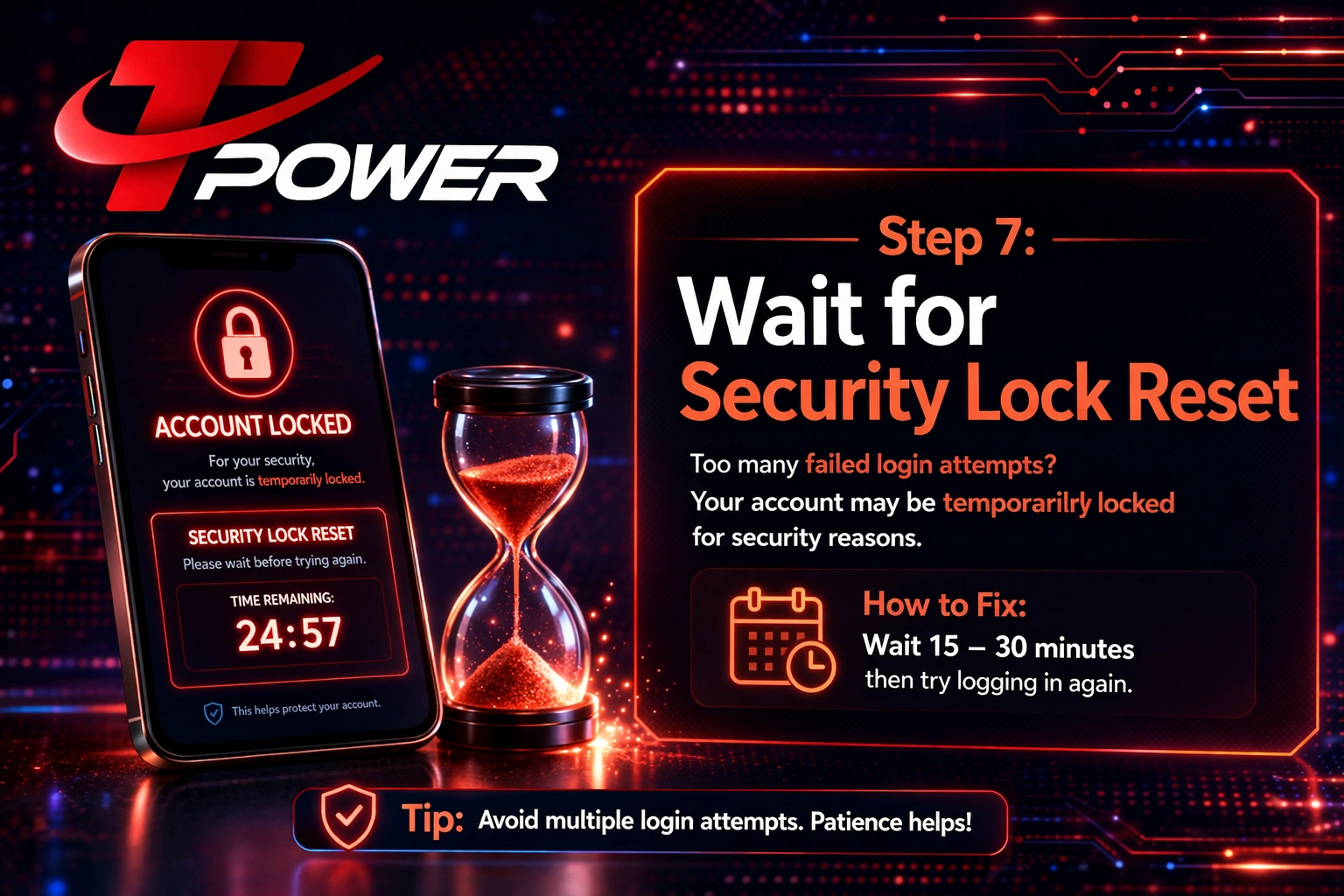 TPower account locked too many login attempts security lock reset Malaysia fix