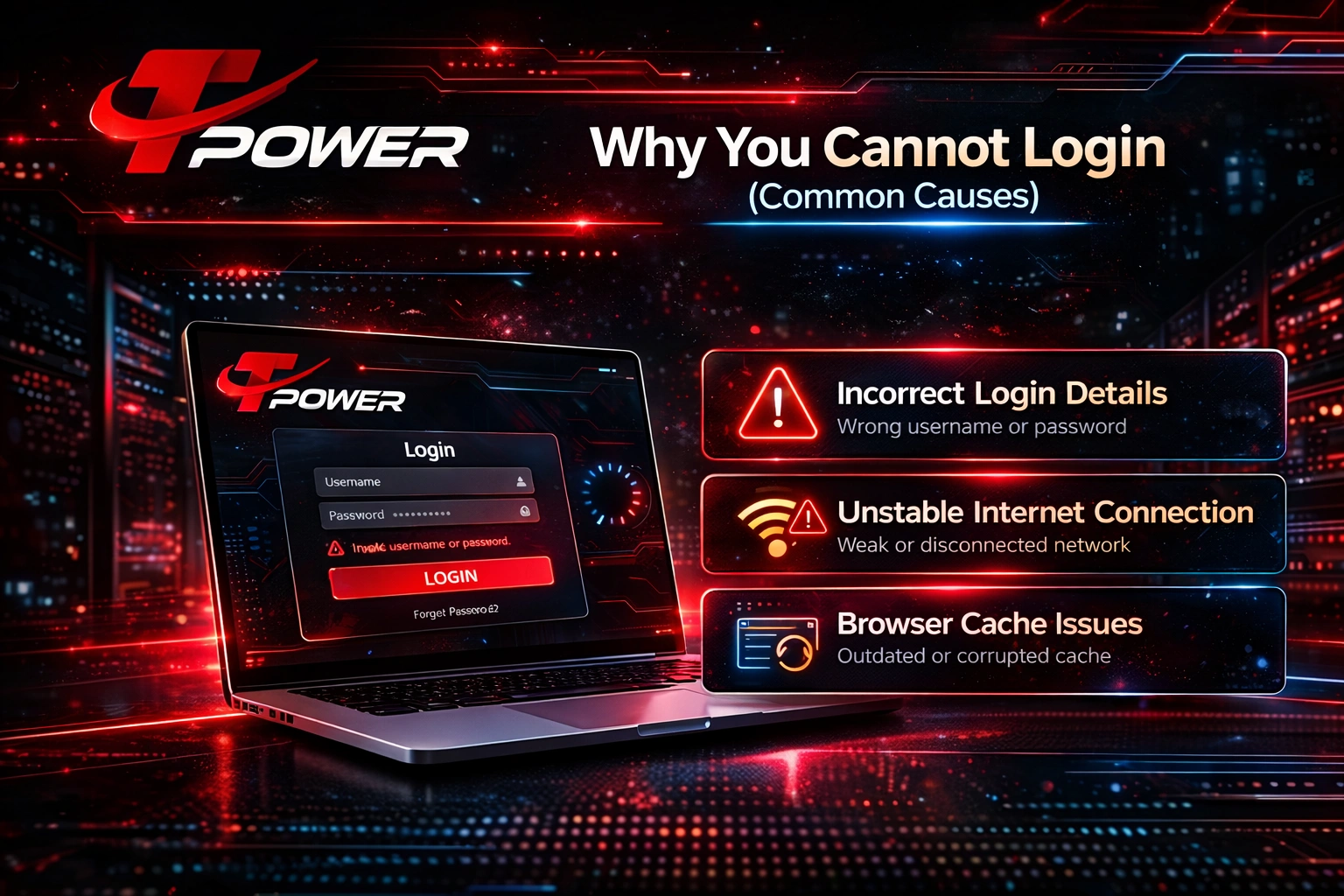 why cannot login TPower Malaysia common causes login error internet cache issue