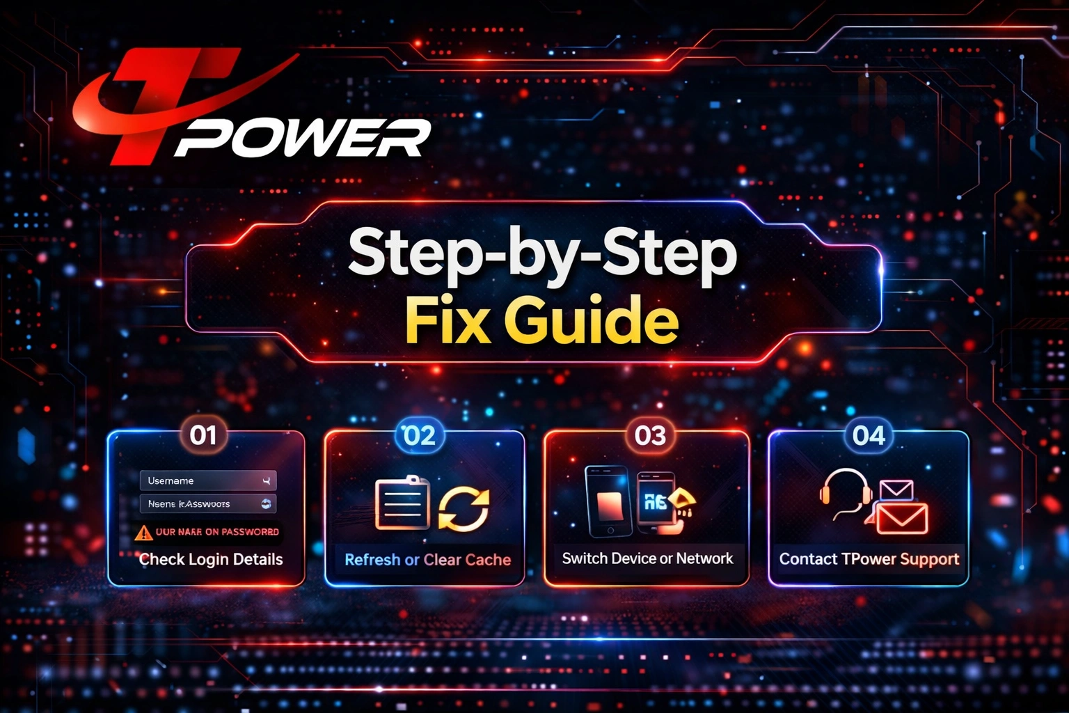 TPower login fix guide steps check details refresh clear cache switch device contact support