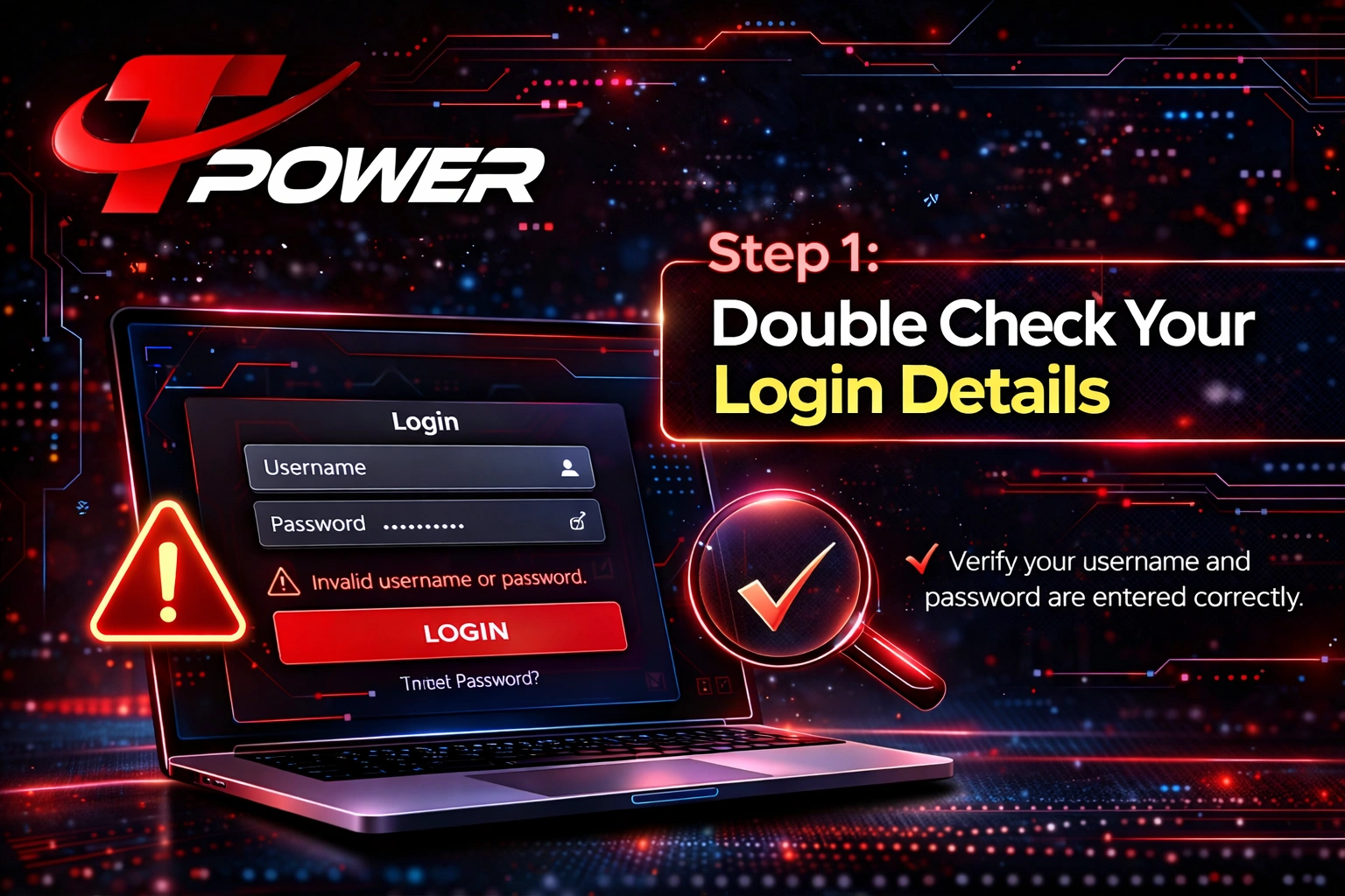 TPower login error incorrect username password fix check login details Malaysia