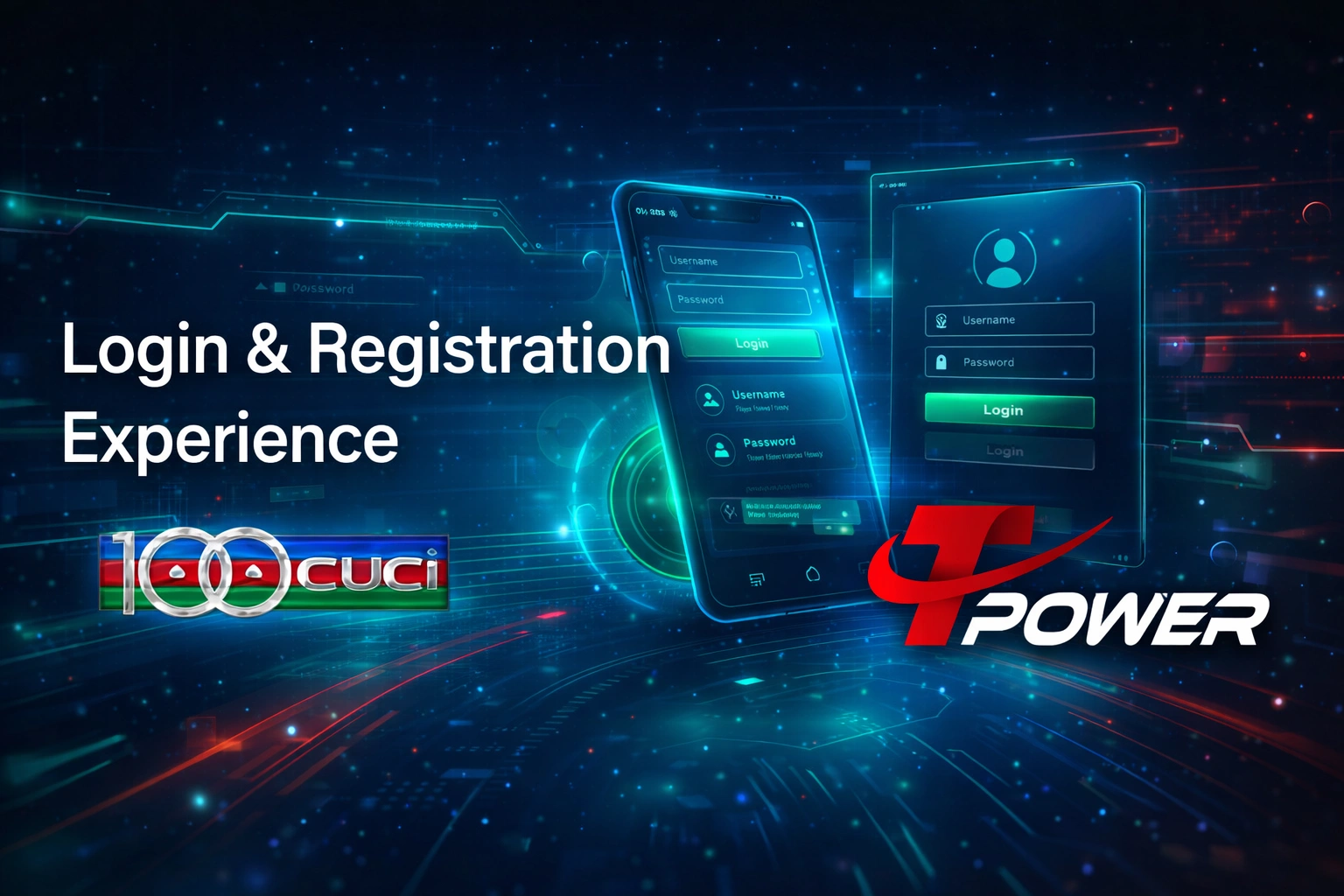 TPower login and registration experience on mobile and desktop interface