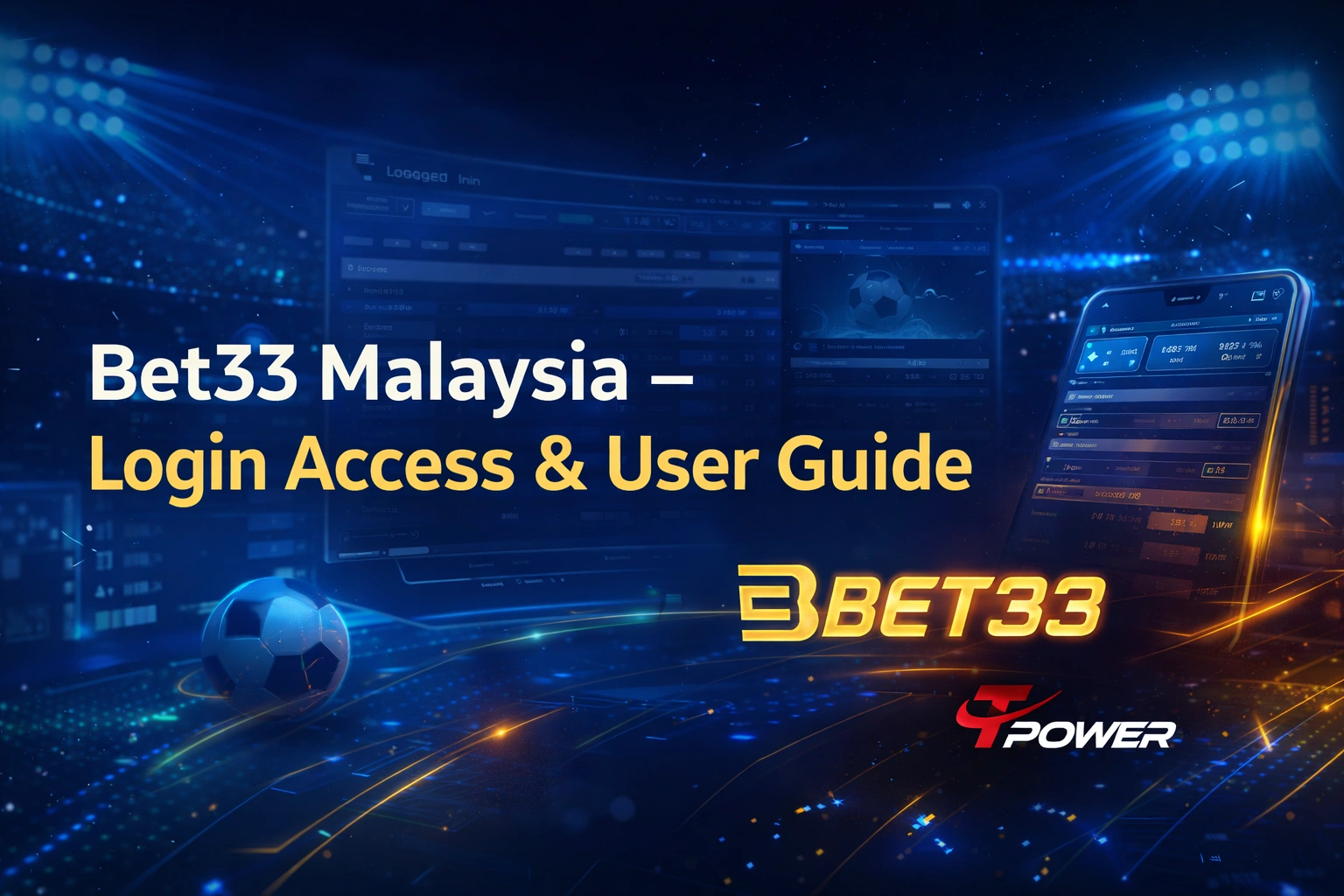 Bet33 Malaysia login access user guide banner with sportsbook interface and TPower platform