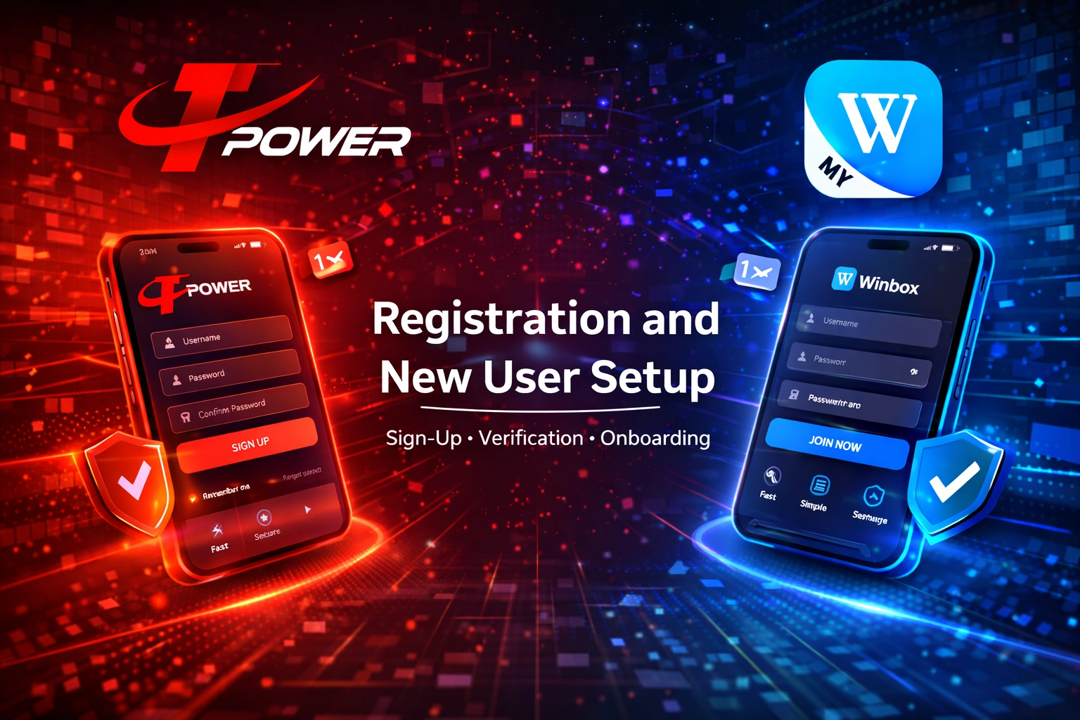Registration and new user setup comparison between TPower and Winbox Malaysia