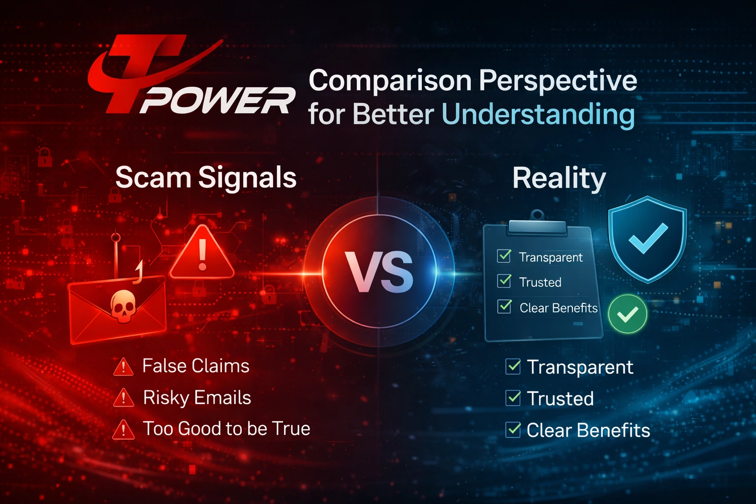 tpower malaysia scam vs legit comparison false claims risky emails transparent system