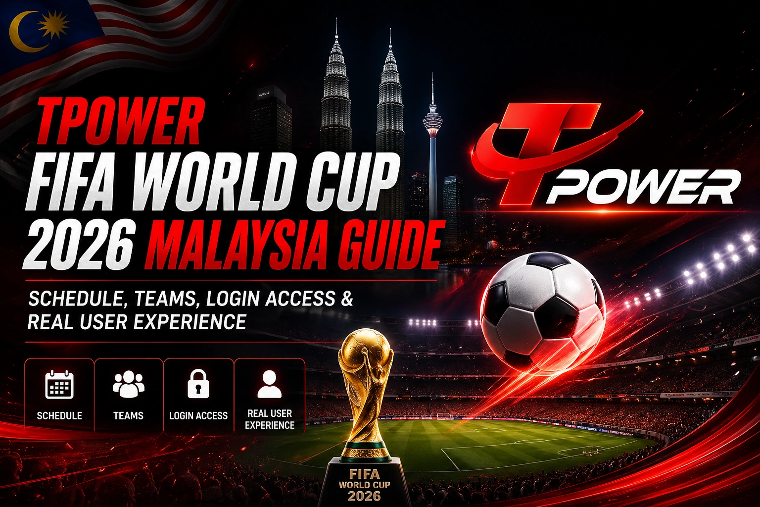 Tpower FIFA World Cup 2026 Malaysia guide banner showing schedule, teams, login access and real user experience