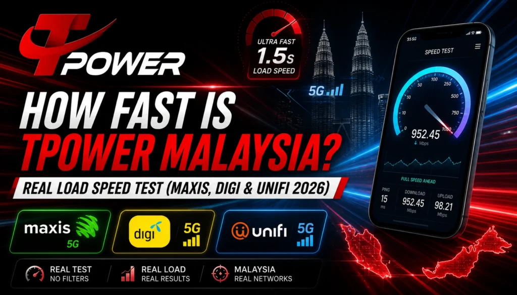 Tpower Malaysia speed test real load speed Maxis Digi Unifi 2026 performance results