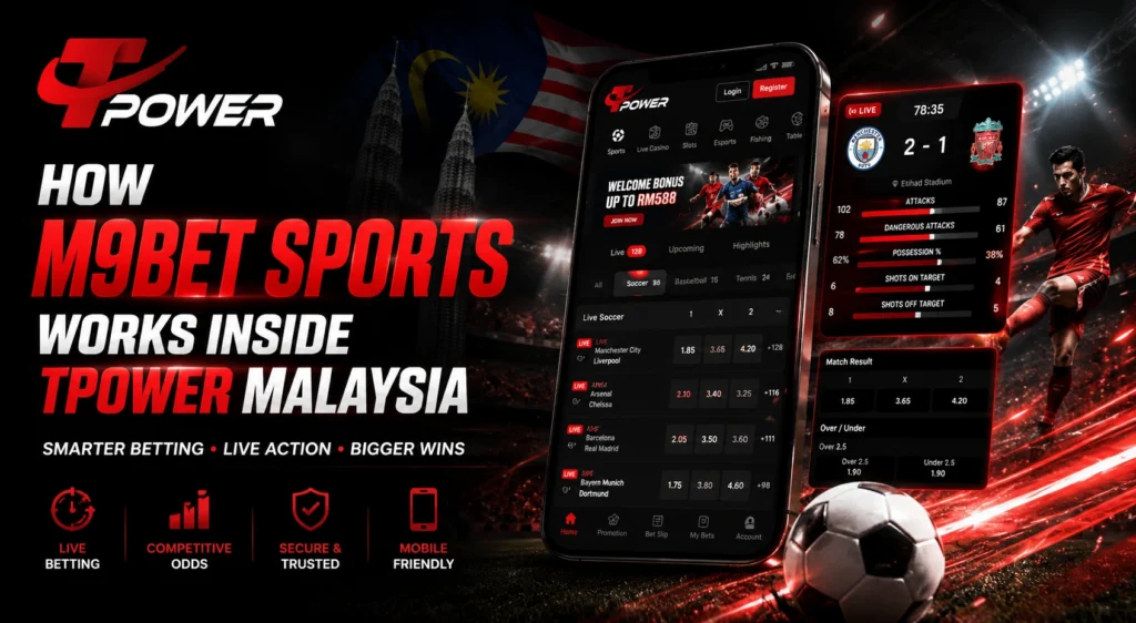 How M9Bet Sports works inside TPower Malaysia with live football betting and mobile sportsbook access