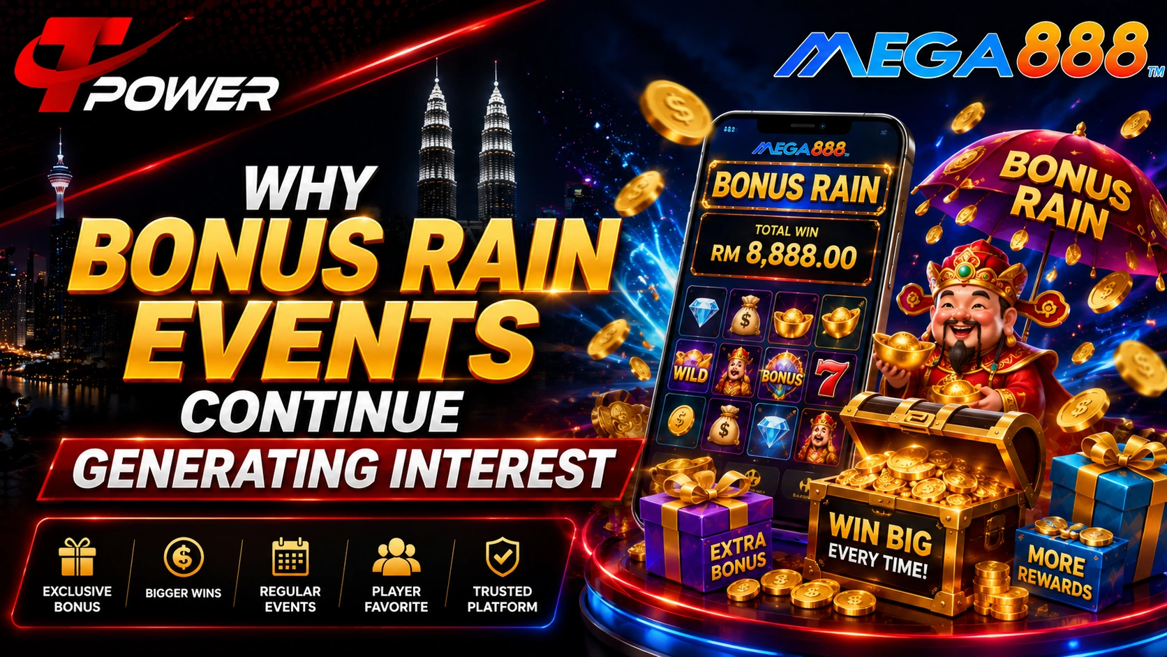 Why Mega888 bonus rain events continue generating interest among TPower Malaysia users
