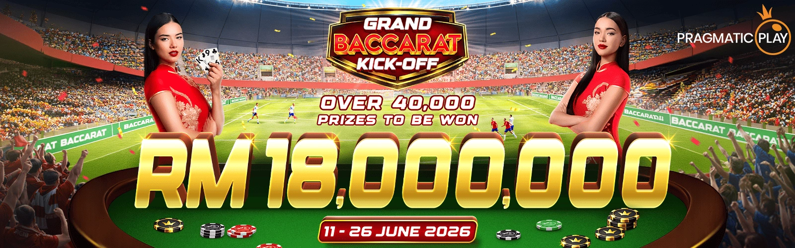 TPower Grand Baccarat Kick-Off promotion featuring Pragmatic Play Baccarat with RM18,000,000 prize pool and Malaysia online gaming campaign June 2026