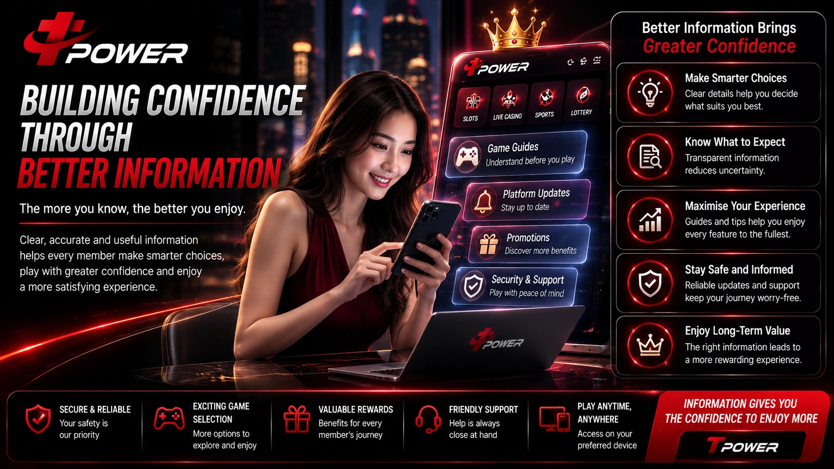 TPower Malaysia member learning platform information, game guides, updates, promotions, and security features for a better gaming experience