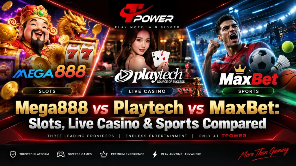 Mega888 vs Playtech vs MaxBet slots, live casino and sports comparison