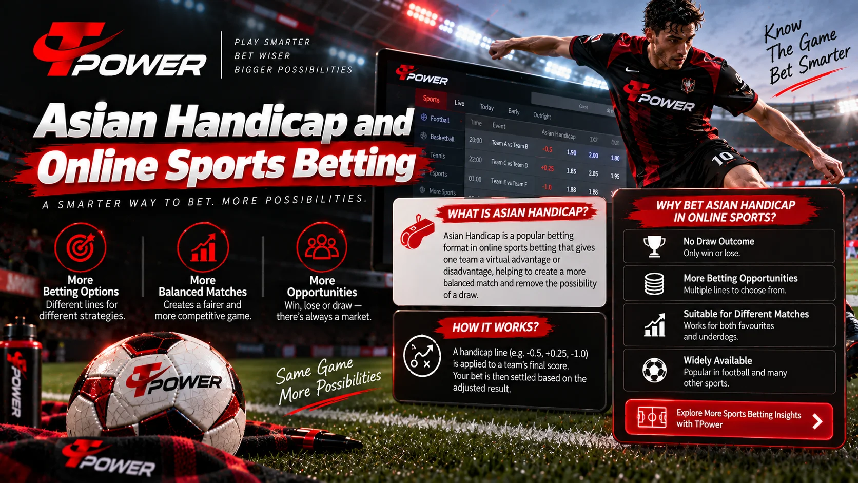 Asian Handicap and online sports betting explained with handicap lines and market examples