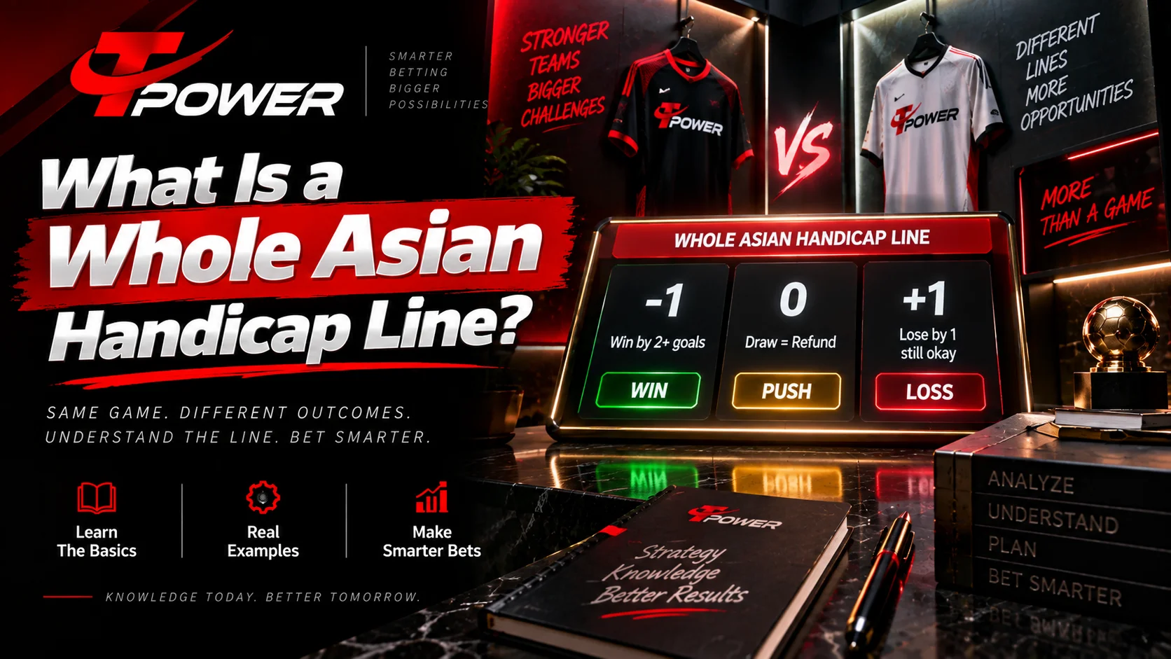 Whole Asian Handicap line explained with minus one, zero and plus one examples