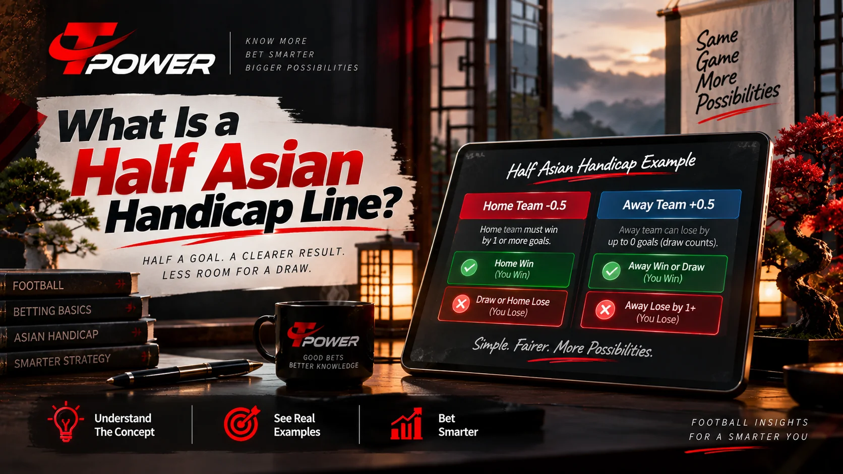 Half Asian Handicap line explained with minus 0.5 and plus 0.5 examples