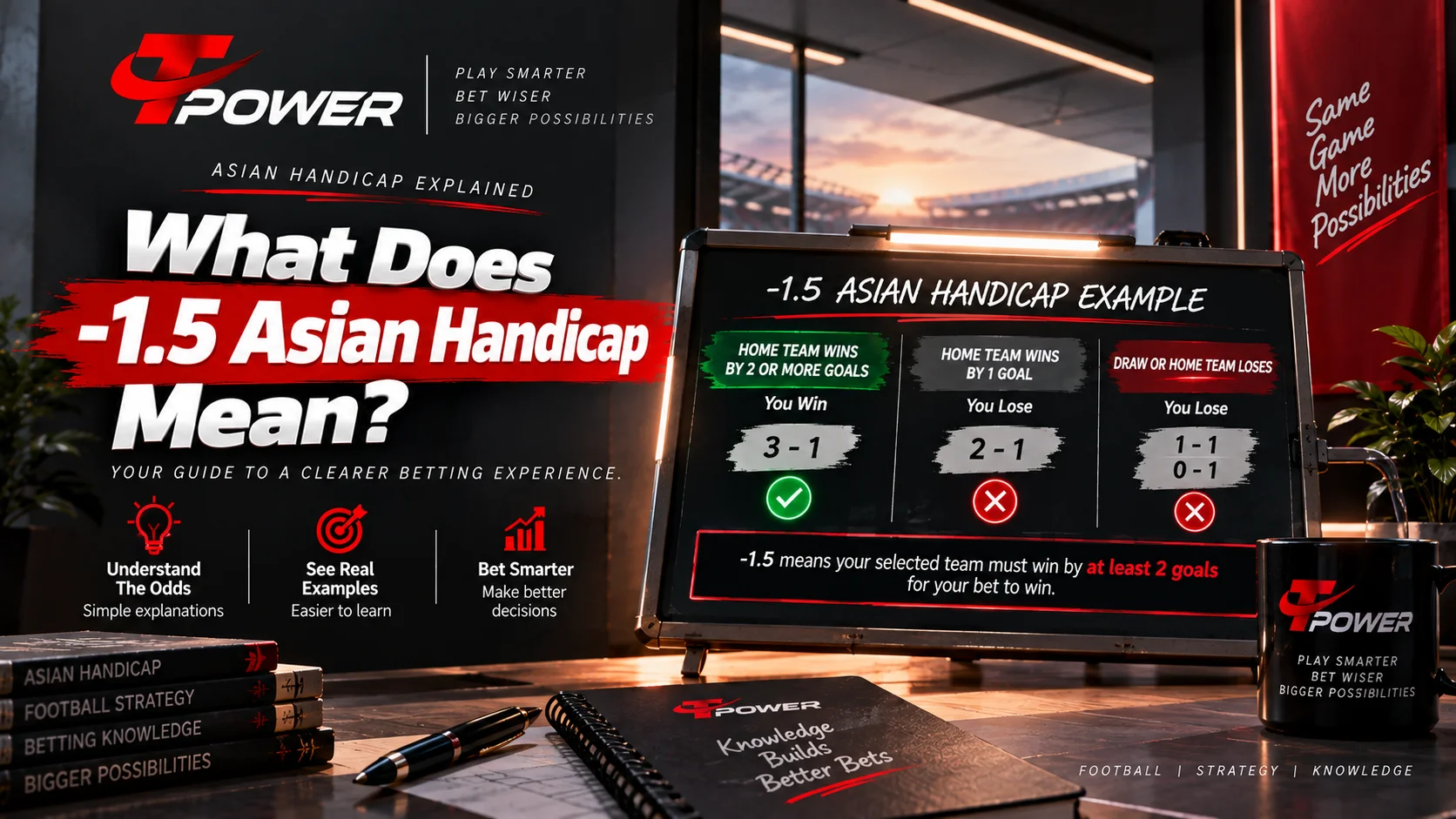 Minus 1.5 Asian Handicap explained with football winning margin examples