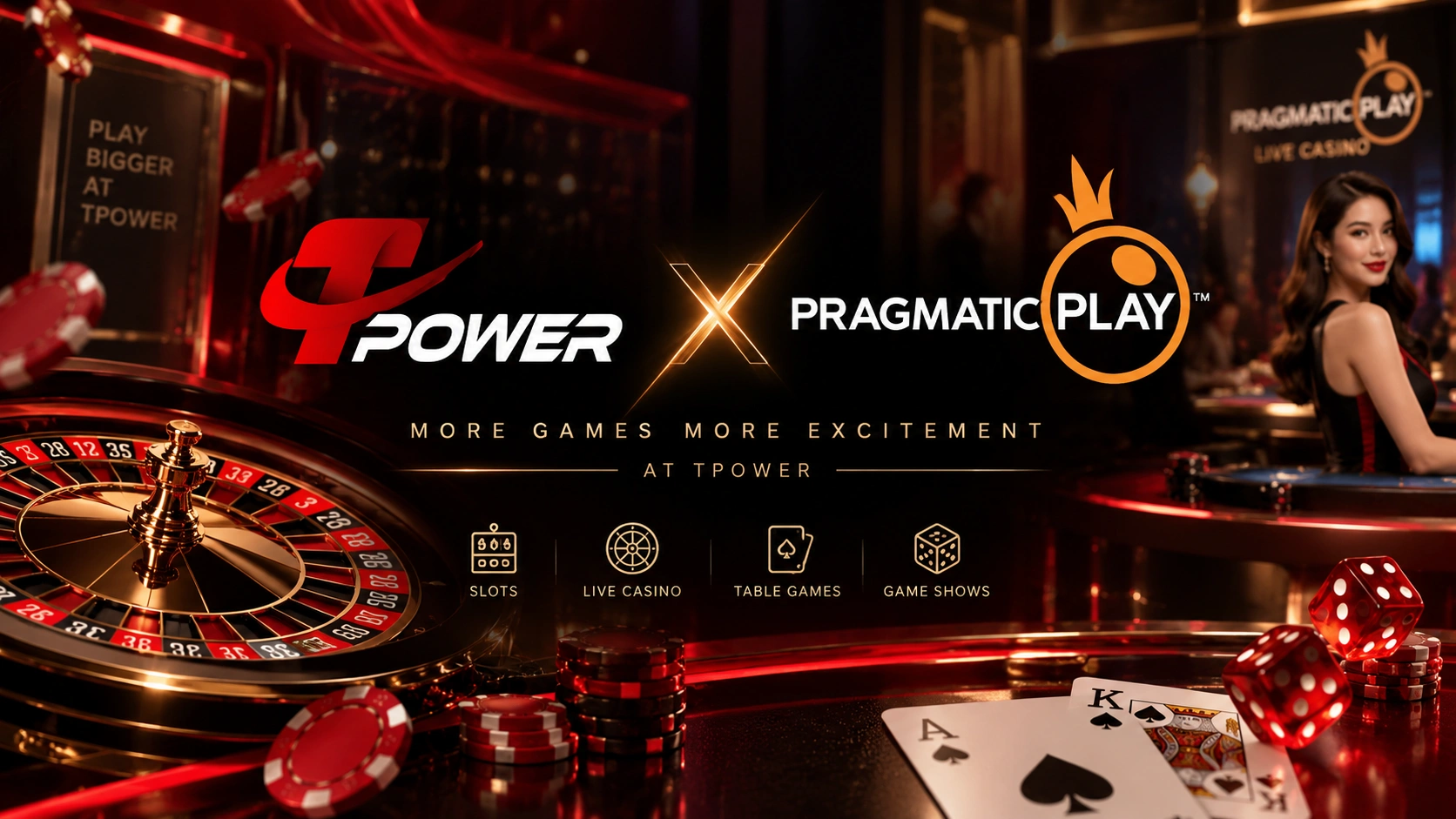 TPower x Pragmatic Play casino games featuring slots, live casino and table games